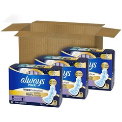 Always Maxi Overnight Pads with Wings, Size 5, Extra Heavy Overnight, 72 Count