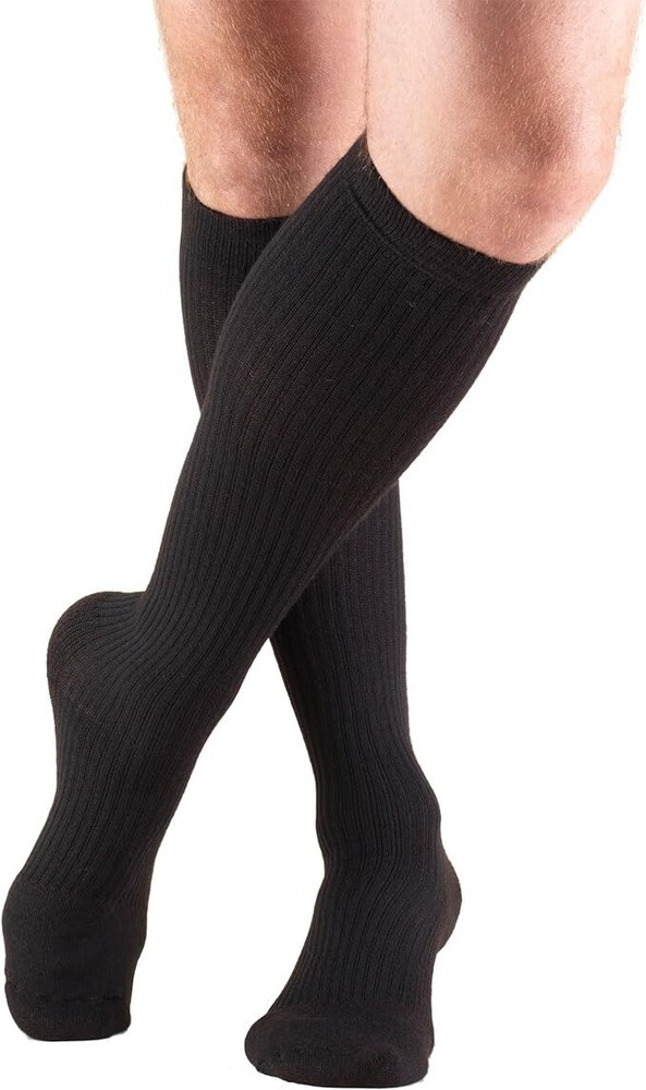 Truform Compression Socks, 15-20 mmHg, Men’s Casual Knee High Socks, Black