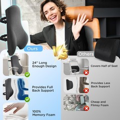Teemour High Back Support Pillow for Office Chair, Fully Long Back, Dark Grey