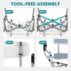 Shower Chair with Removable Arms and Back for Elderly & Disabled, 550 lbs Shower