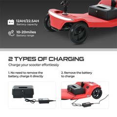4 Wheels Foldable Mobility Scooter 20 Miles 330bs Capacity 5 MPH w/ LED Light
