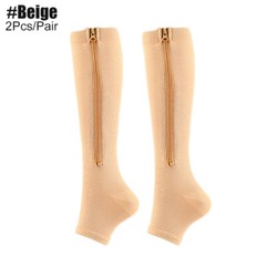 Unisex Compression Socks with Zipper Open Toe Knee Length Stockings Men Women US