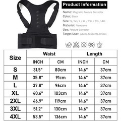US Posture Corrector Support Magnetic Back Shoulder Brace Belt For Men Women hot