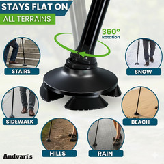 Walking Cane for Men and Women, Adjustable, Collapsible, Self-Standing with 360