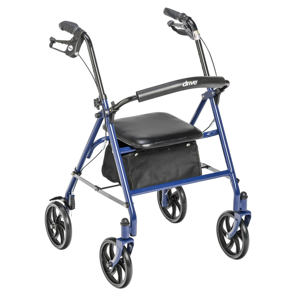 Drive Medical 4 Wheel Rollator Walker w/ Removable Back Support Blue