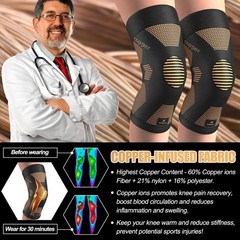 NEENCA Copper Knee Brace for Women and Men, Large, High Copper-Single