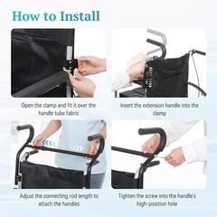 Wheelchair Handle Extender (500lbs Weight Capacity), Curved Green Grey