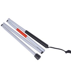 Baitaihem Folding Blind Cane Reflective Red Pack of 1, White,Red