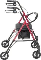 Drive Medical Adjustable Height Rollator with 6 Inches Wheels – Red RTL10261RD