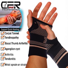 Copper Wrist Support Brace Compression Sleeve Arthritis Carpal Tunnel Hand Wrap