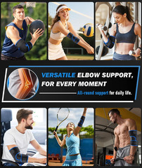 Elbow Brace for Tennis Elbow & Tendonitis- Adjustable Compression Sleeve Strap f