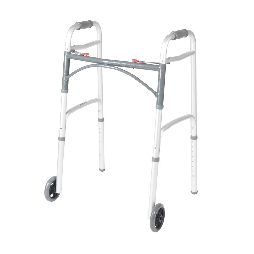 Drive Medical Deluxe Folding Walker Two Button with 5″ Wheels REF 10210-4ASM