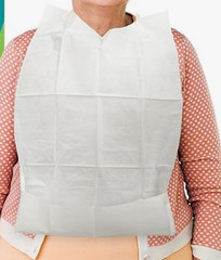 100 Ct Disposable Bibs White PE Plastic 15×22 Crumb Catcher Pocket Adult Patient