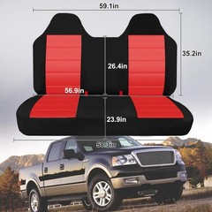 Thickened Oxford Cloth Front Solid Bench Seat Covers with Molded Headrests fit f