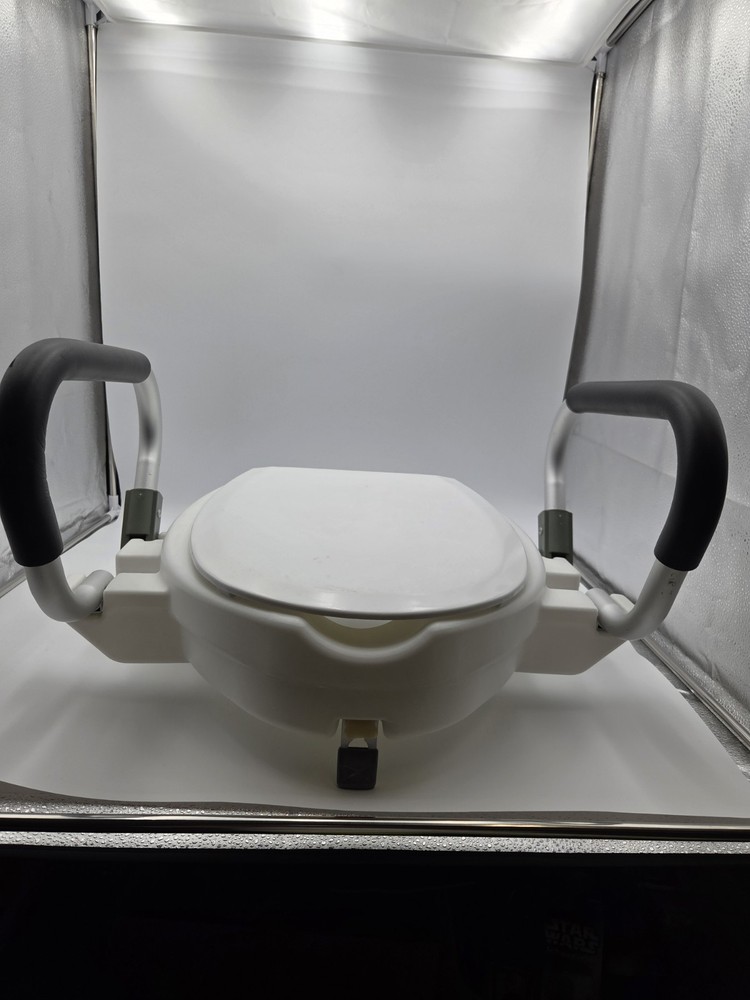 Drive Medical 2-in-1 Raised Toilet Seat w/Padded Arms Safety Support Up To 300#