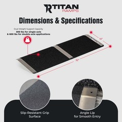 Titan Ramps 10 Inch Aluminum Threshold Ramp for Doorways, or Raised Landings