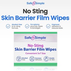 Safe n‘ Simple Large Skin Barrier Wipes No-Sting – 5″ x 7″ – 25 Count – Alcohol-
