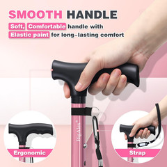 Walking Cane for Elderly Adjustable Lightweight Collapsible with Quad Base and