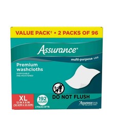 Assurance XL Disposable Pre-Moistened Washcloths for Adults (192 Count)