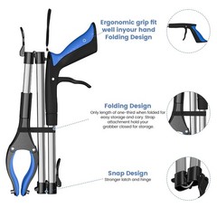 2 Pack 36 Inch Grabber Reacher Tool for Seniors, Foldable Blue+red(36 Inch)