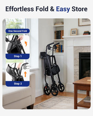 Rollator Walker with Seat, Foldable Walkers for Seniors with Seat, Thickened Fra