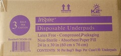 New Inspire Disposable Underpads Latex Free, Non Sterile 3×50=150 pc.