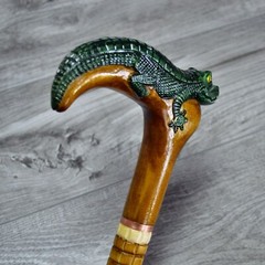 Cane Walking Stick Wooden carved Handmade – Alligator