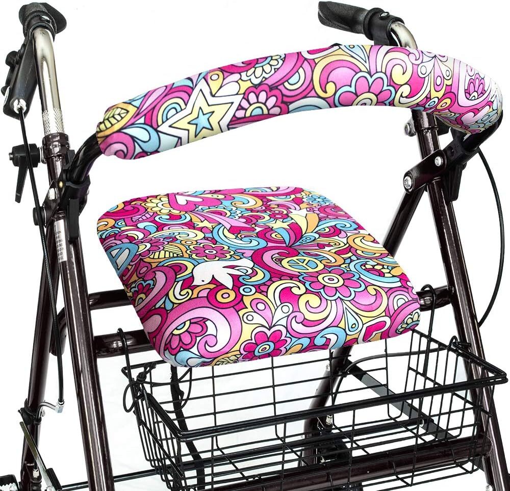 Universal Rollator Walker Seat and Backrest Rollbar Covers Stretchable Protector