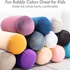Microbead Bolster Neck Roll Pillow – Silky Feel, 14″ x 8″, Cream Peach