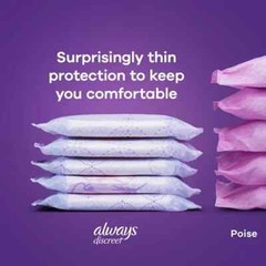 Always Discreet Adult Moderate Long Incontinence Pads for Women, Size 4-54 Count