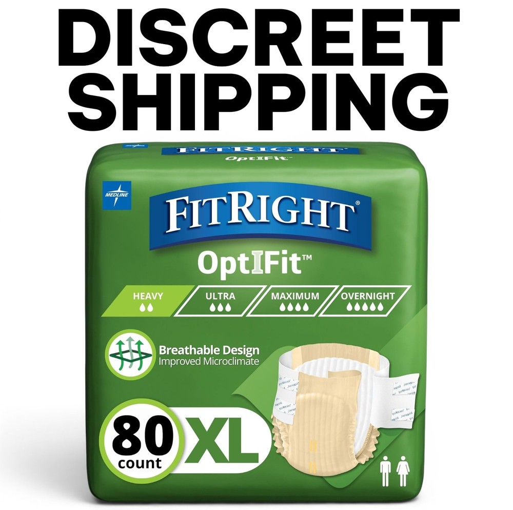 FitRight XL Adult Diapers Extra Heavy Absorbency Incontinence Briefs 80 Count
