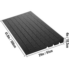 VEVOR 4″ Rubber Threshold Curb Ramp w/3 Channels for Wheelchair Scooter 2200 lb
