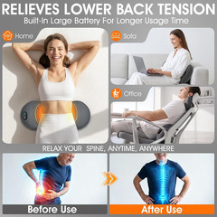 3-In-1 Update Rechargeable Electric Lumbar Support Pillow,Triple Fusion Back Mas