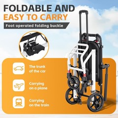 UU-ZHA Super Lightweight Transport Wheelchair Easy to Travel Locking Hand Brakes