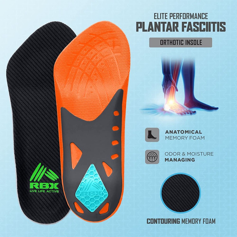 RBX Plantar Fasciitis Orthotic All-Day Relief 3/4 Insoles Men’s Size 8-12 – NEW