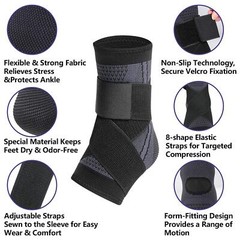 Ankle Brace Support Compression Sleeve Foot Tendon Plantar Fasciitis-Pain Relief