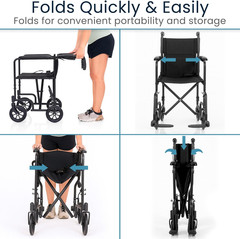 Vive Lightweight Folding Transport Wheelchair – Portable & Pre-Assembled
