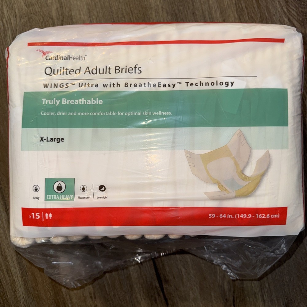 Cardinal Health Quilted Adult Briefs X-Large Extra Heavy Absorbency 15 Count