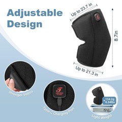 Black Heated Knee Brace Cordless Heating Pad 3000mAh Battery Wrap 1 PCS