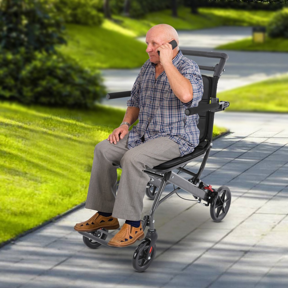 100kg/220.46lb Foldable Transport Wheelchair Portable Traveling Fold Wheel Chair