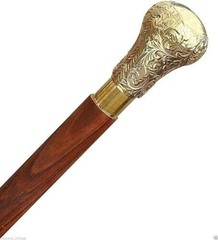 Antique Solid Brass derby Head Handle Nautical Vintage Wooden Walking Stick Cane