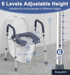 Raised Toilet Seat with Handles, Adjustable Height/Width, 400 lbs