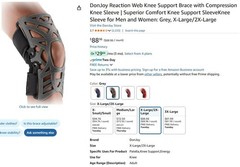 DonJo Web Knee Support Brace with Compression Undersleeve: X-Large/2X-Large