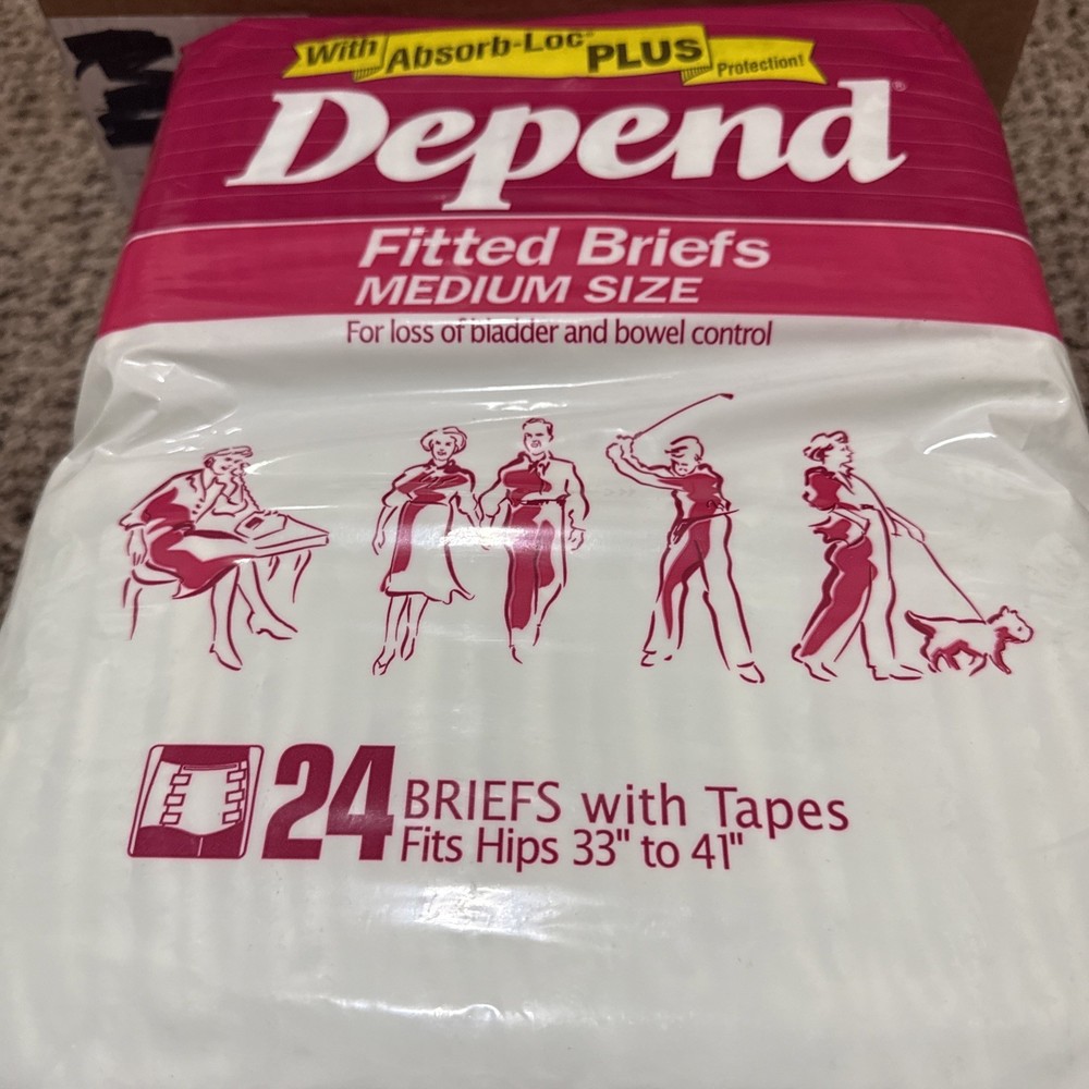 Vintage Depend 1990 Super Rare Mint Bag Size Medium Sealed 24 Diaper Deal