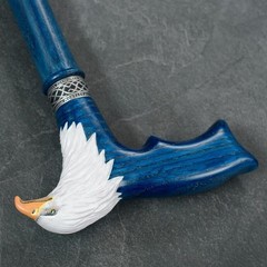 Hand-Painted Wooden Carved Walking Cane for Men – Bald Eagle – Unique Wood Ca…