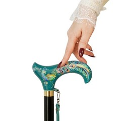 Peacock bird Hand Painted Derby Wooden Walking Stick Cane, Classic Walking Stick