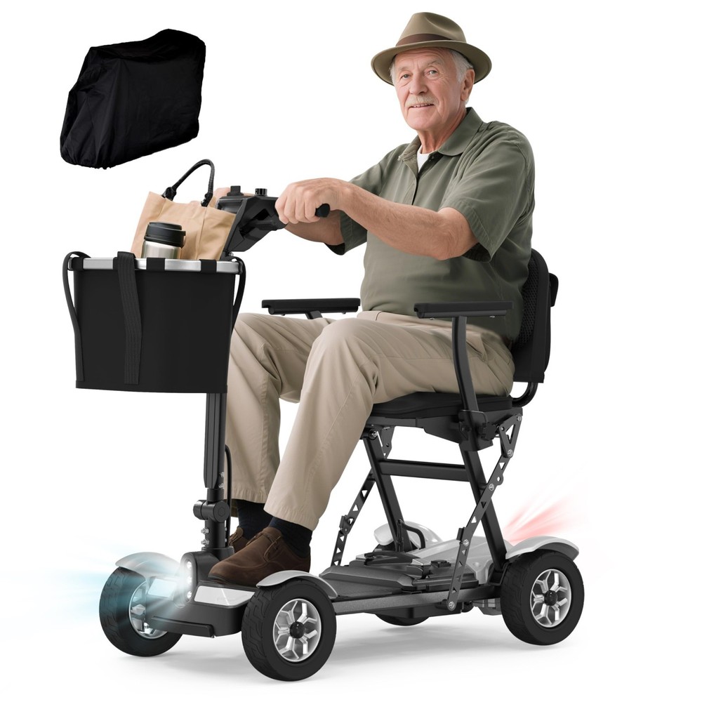 Foldable 4-Wheel All-Terrain Electric Mobility Scooter for Adult,Airline Approve
