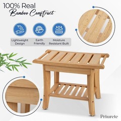 Teak Shower Bench Teak Shower Stool Curved Seat,Wooden Stool for Bathroom,Te
