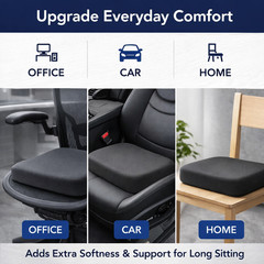 Thick Foam Seat Cushion Pad Black Ultra Soft Chair & Car Seat Sitting