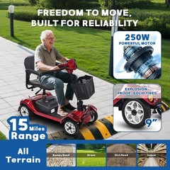 Portable 4 Wheel Mobility Scooter for Seniors 15 Mile 330 LBS ROBTWOK